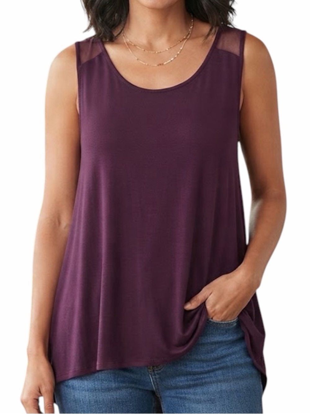 BOUTIQUE Burgundy Racerback Tank Top Mesh Trim Activewear 1X